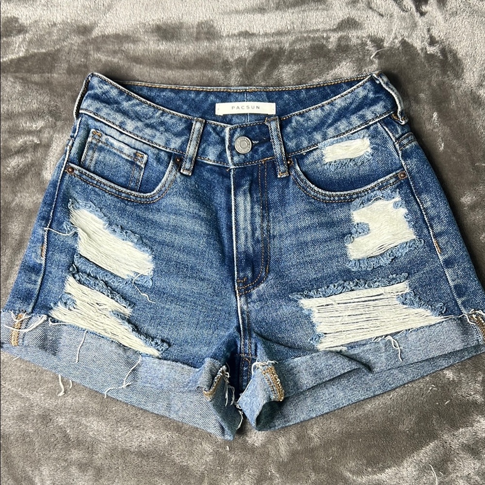 PacSun Blue Distressed Denim Shorts